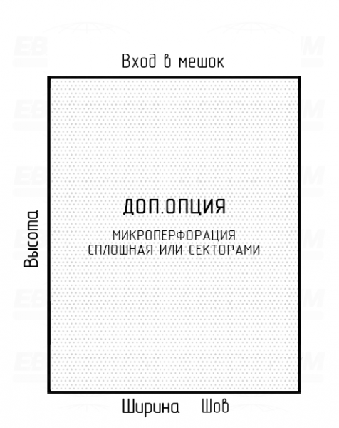 Мешок ПСД 140мкм 476x1200мм фальцы 169+169мм пробивные отверстия, угловая запайка
